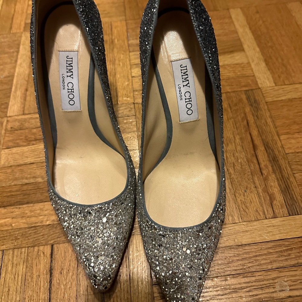Jimmy Chop Romy 100 Glitter Ombre Pointed Toe Pumps